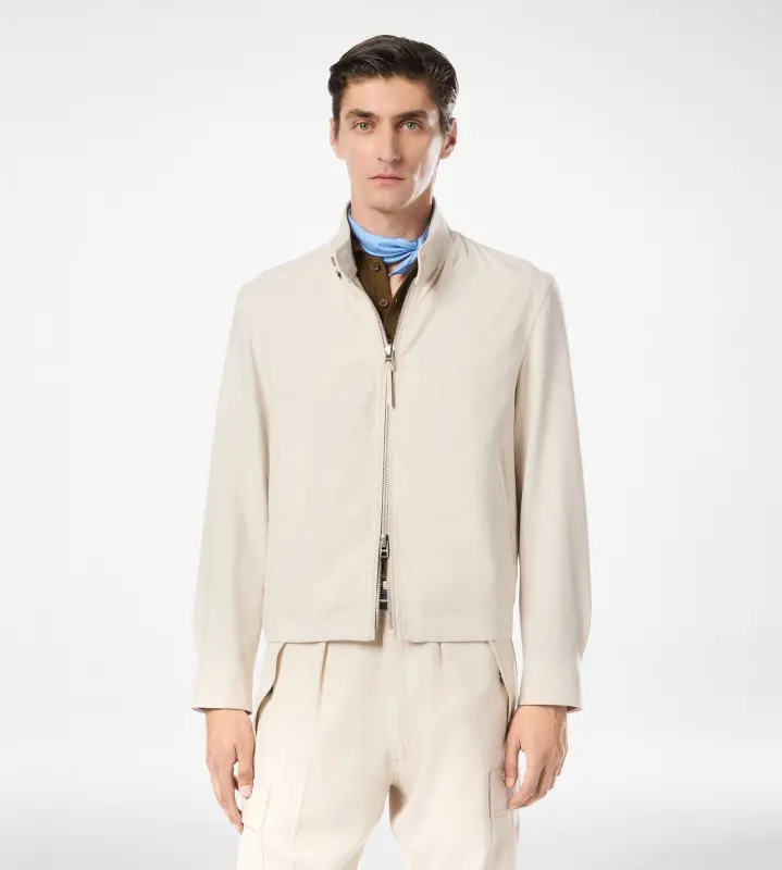 WOOL CASHMERE SILK REPS HARRINGTON IVORY online